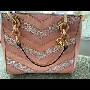 Michael Kors Blush Pink Chevron Satchel Ha…
